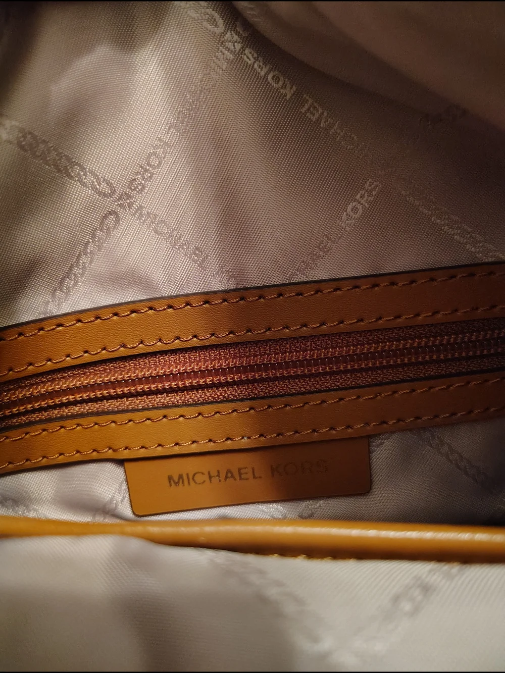 Michael Kors Brown Signature Bucket Bag with Gold Hardware